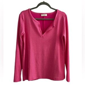 Women’s Zenana Waffle Knit V-Neck Long Sleeve
